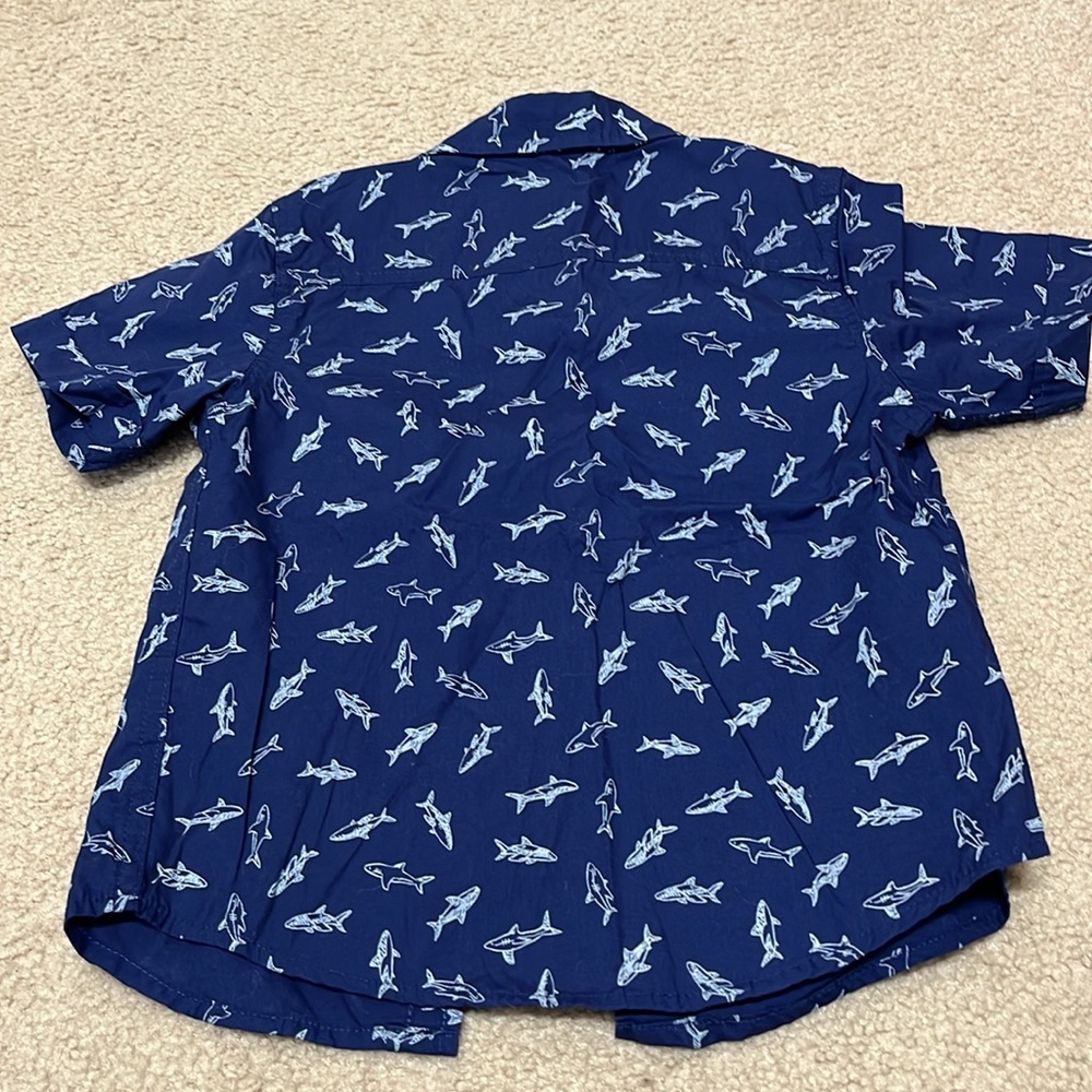 Kids Headquarters Boy’s Shark Print Short Sleeve Button Down - Picture 4 of 4